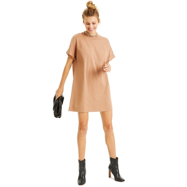 INC Vestido camisero liso para mujer, marrón, grande