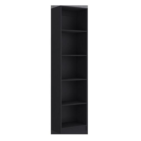 HomeRoots 546339 71 in. Five Tier Bookcase with Two Doors, Black