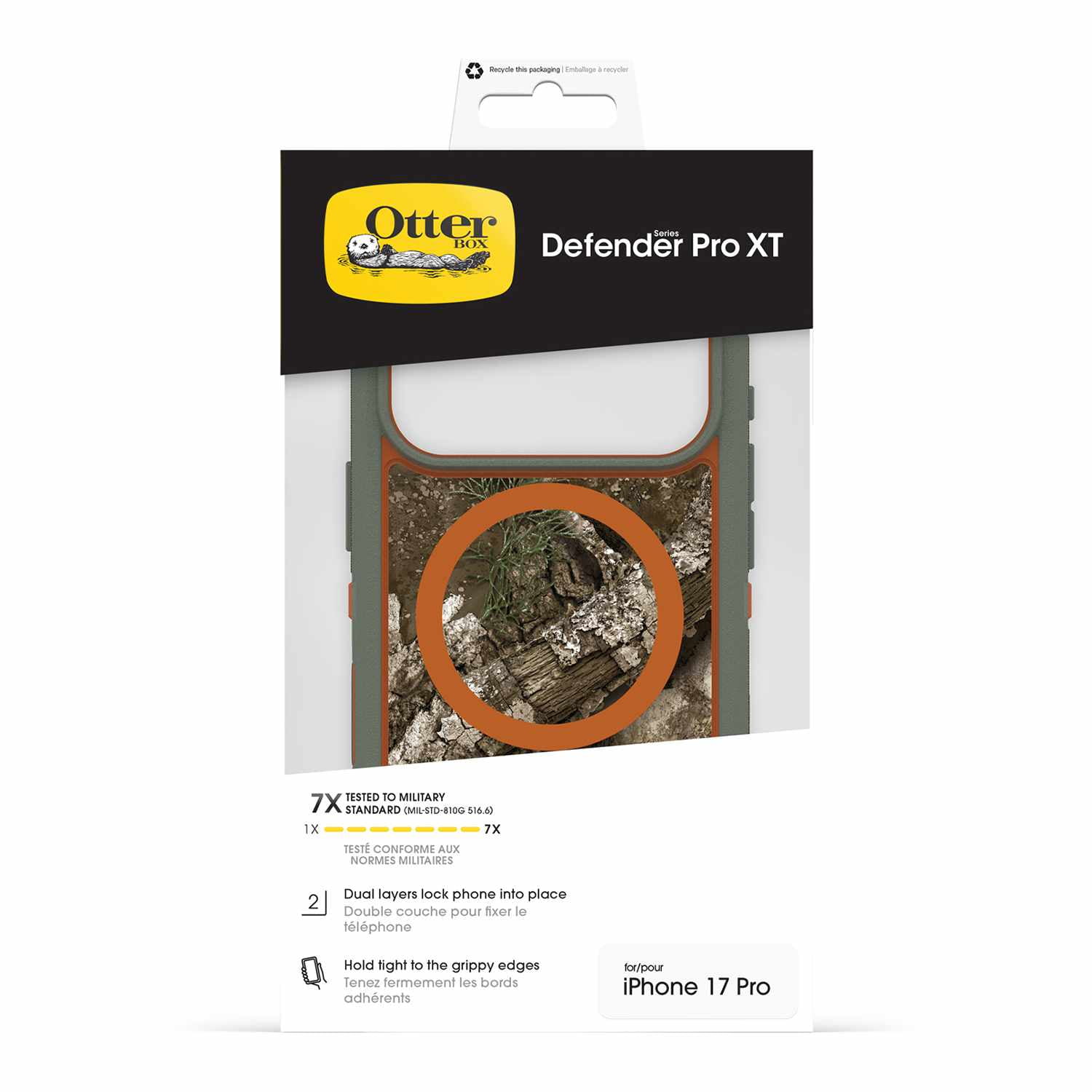 OtterBox Étui Defender Pro XT Clear MagSafe avec Contrôle de la CaméraRealtree Apx (Vert) pour iPhone 17 Pro
