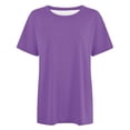 thumbnail image 5 of Lixiuxyad Women T-Shirt Classic Solid Color Casual Tee Shirt Basic Comfortable Soft Everyday Blended Short Sleeve For Ladies,Purple, 5 of 5