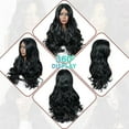 thumbnail image 3 of Creamily 22" Long Black Wig for women Glueless Deep Wave Wigs V Part Body Wave Wig Black Curly Wigs for Daily, 3 of 7