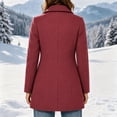 thumbnail image 3 of JOANKDMI Winter Wool Blend Pea Coat for Women Elegant Notched Lapel Single Breasted Mid-Length Trench Coat Casual Fall Office Dressy Outerwear Overcoat with Pockets, 3 of 7