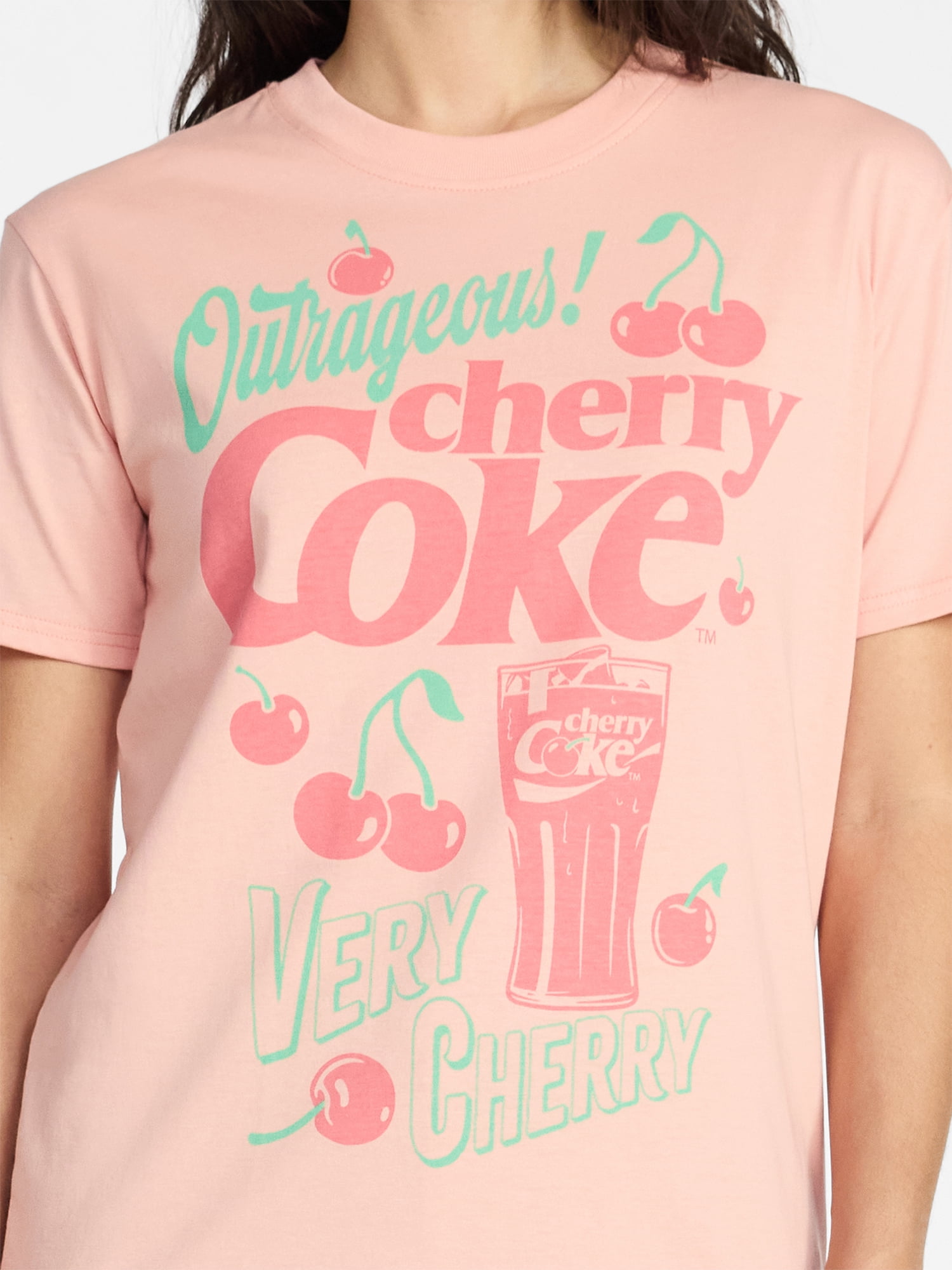 Cherry Coke Women's Graphic Tee with Short Sleeves, Sizes XXS-XXL