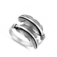 thumbnail image 4 of Feather Leaf Oxidized Double Shank Twist Wave Sterling Silver Ring 925 Jewelry Female Male Size 5, 4 of 4