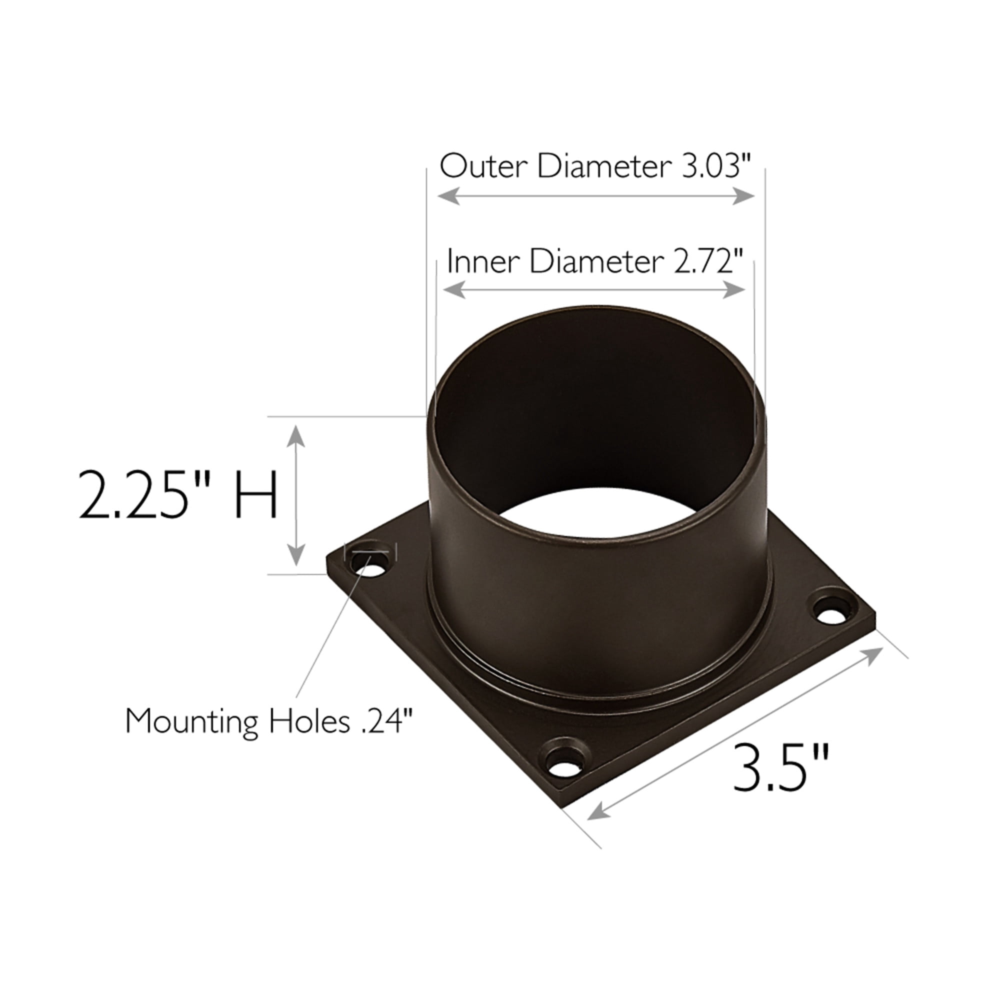 Aluminum Bronze Outdoor Pier Base, 3-Inch Fitter Post-Top Light Fixture Mount for Deck, Porch and Patio