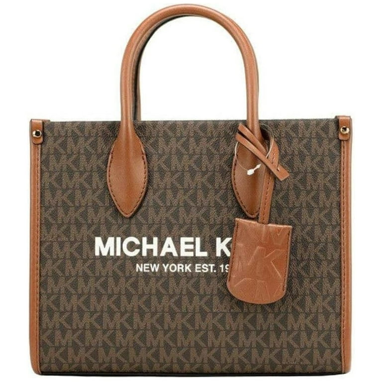 Michael Kors Mirella Small Brown PVC Top Zip Shopper Tote