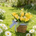 thumbnail image 5 of Spring Tulip Floral Basket – Easter Farmhouse Wreath Arrangement (Yellow, Indoor/Outdoor), 5 of 9