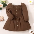 thumbnail image 2 of Toddler Baby Girl Puff Long Sleeve Dress Ruffle Hem Off Shoulder Pleated Short Dresses for Wedding, 2 of 6