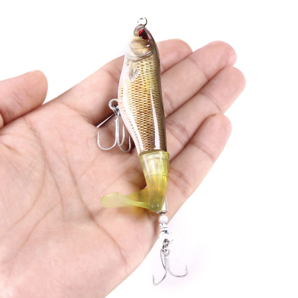 HENGJIA Fishing Lures Plopper Bass Lures with Floating Rotating Tail Barb Treble Hooks in Saltwater and Freshwater Lures for Bass Trout,4.33 inch/0.44 oz