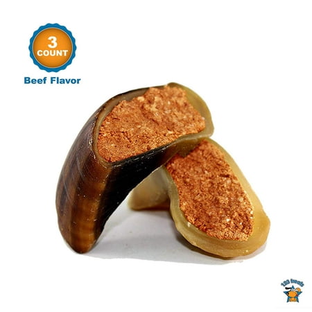 Delicious Beef Filled Cow Hooves - 3 Count | 100% Natural Dog Dental Treats | Beef Hoof From 123 (Best Beef Cow To Raise)