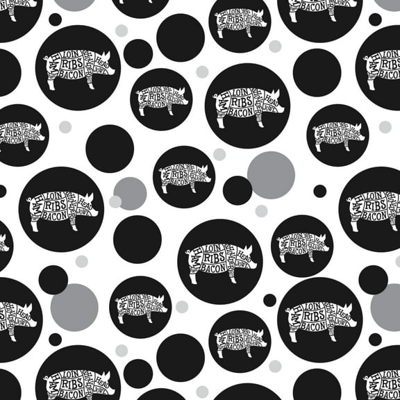 Pork Pig Parts Illustration Bacon Premium Gift Wrap Wrapping Paper Roll
