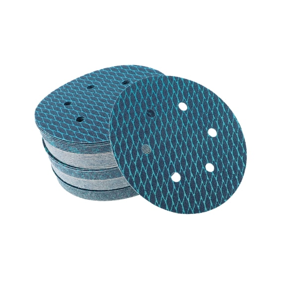 50 Pcs Sanding Discs 6 Inch 6 Hole 60 Grit Hook and Loop Sandpaper Universal for Automotive Repair Blue