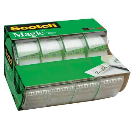 Glenfiddich Scotch - Scotch Magic Tape Dispenser 4 Pack, 3/4in. x 300in. per Dispenser, Clear