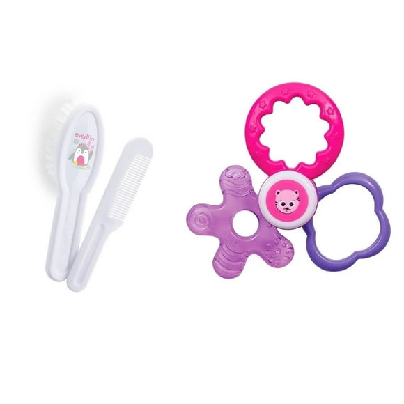 Kit Peine y Cepillo + Mordedera Evenflo Rosa
