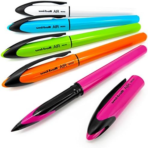 Uni-Ball - 0.5mm Fine Rollerball - Blue Ink - Assorted Barrels - 5 Pack$$Office