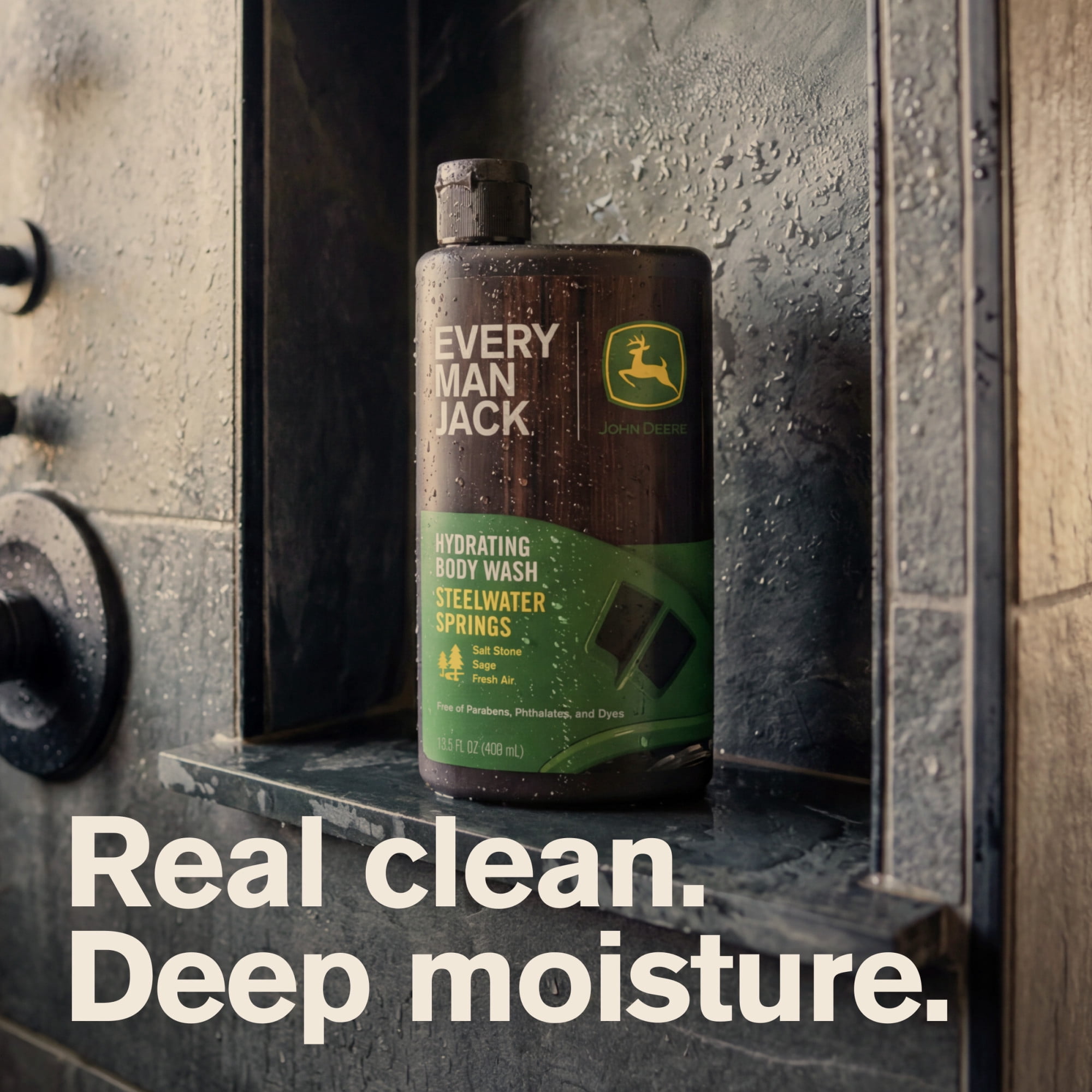 Every Man Jack Limited Edition John Deere Collection, Hydrating Men's Body Wash, Steelwater Springs scent, 13.5 oz