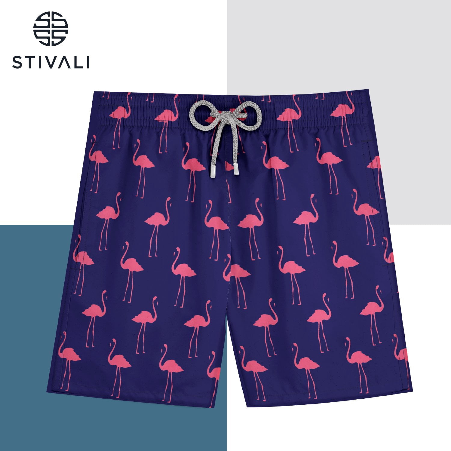 STIVALI Father and Son Matching Swim Trunks (Men - Medium, Blue)