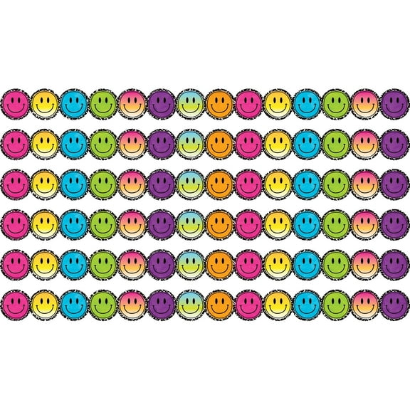Teacher Created Resources Brights 4Ever Smiley Faces Die-Cut Border Trim, 35 Feet Per Pack, 6 Packs