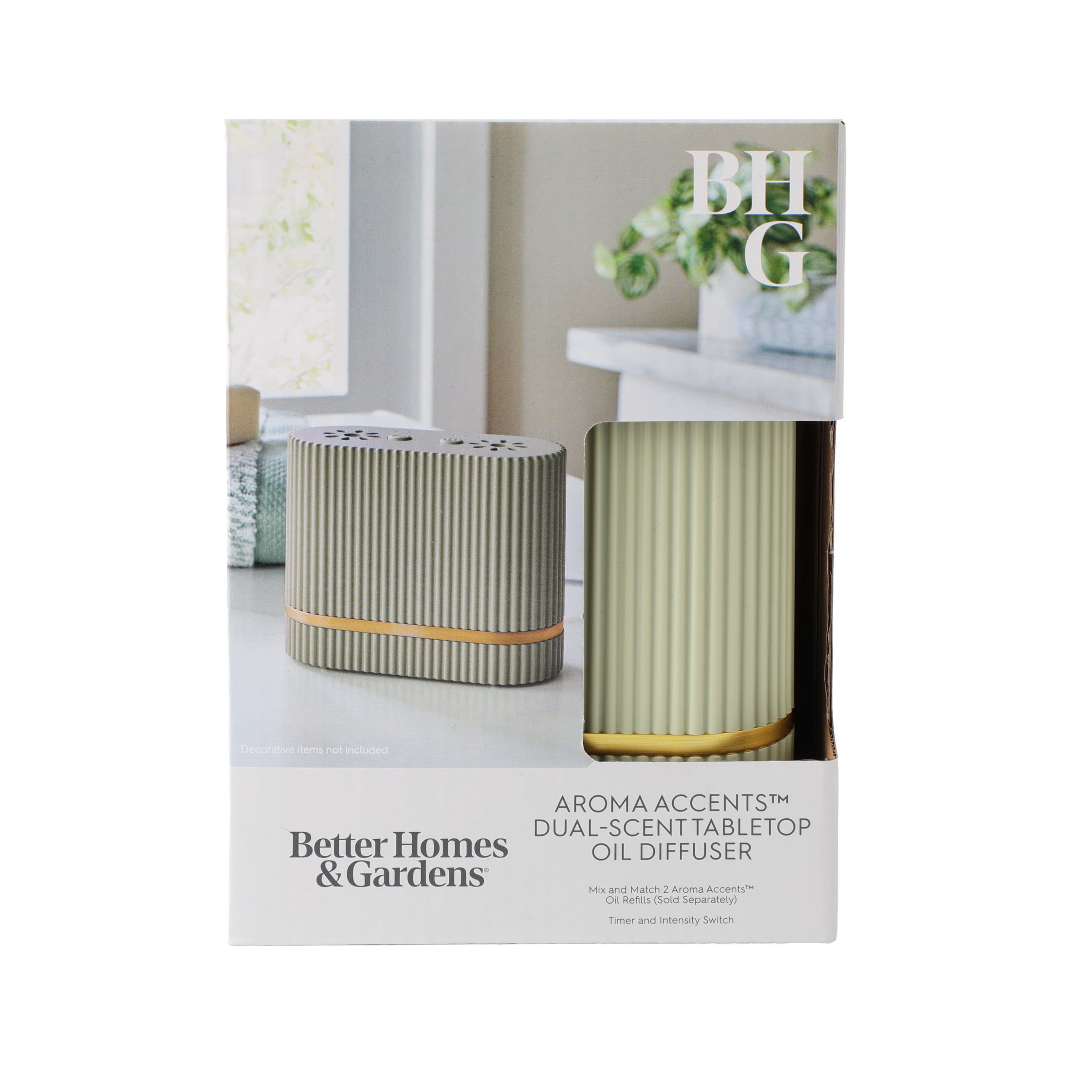 Better Homes & Gardens Aroma Accents Dual-Scent Oil Diffuser, Soft Green