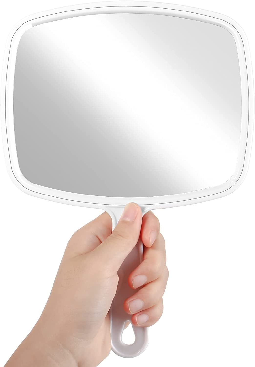 Square Hand Mirror Handheld Makeup Mirror Hand Mirror with Handle Compact Hand Mirror Handheld Plain Mirror for Shaving Makeup Hair Facial Care Hair Cutting Tool Hairdressing and Beauty White 