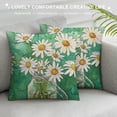 thumbnail image 3 of PHYHOO Hello Spring Pillow Covers, Floral Daisy Bloom Mason Jar Green Blue Farmhouse Decorative Throw Pillowcases for Home Sofa Couch Decoration, 3 of 5