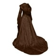 thumbnail image 5 of Vintage Witch Dress for Women Embroidered Renaissance Dresses Gothic Hooded Vampire Gown Dress Plus Size Long Peasant Dress, 5 of 8