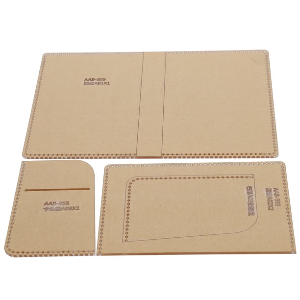 3 piezas de plantillas de acrílico para tarjetas, fundas para pasaporte, moldes para billetera con patrón de cuero, herramientas para manualidades