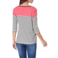 thumbnail image 3 of CamiseDe ManLarPaMujer bloque de colorrayas triple color simple RoL, 3 of 4