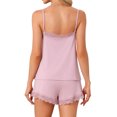 thumbnail image 3 of INSPIRE CHIC Womens Pajamas Rayon Lace Trim Sleepwear V-Neck Camisole Tops with Shorts Sleeveless Loungewear Sets M Light Pink, 3 of 6