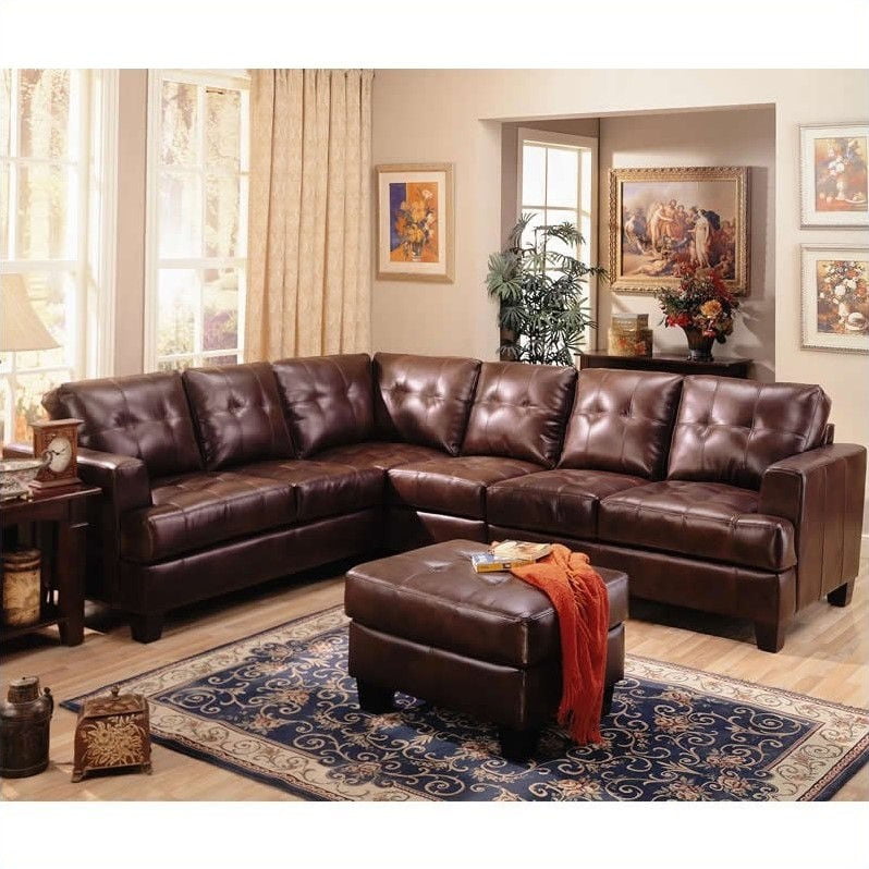 Leather Sectional Sofa In Chocolate, Coaster Leather Sectional Sofa