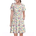 thumbnail image 1 of Honeii Robe à Manches Courtes pour Femmes avec Imprimé Floral Mignon, Robe Décontractée Confortable, Mélange de Polyester Spandex Doux, Tenue Quotidienne Élégante pour l'Été, Parfaite pour les Voyages et les Vacances, 1 of 6