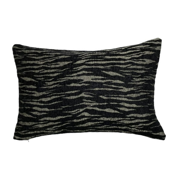 Black and Beige Zebra Animal Print Decorative (Lumbar) Toss Throw Pillow Cover and Insert 13x19