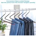 thumbnail image 4 of Juego de 12 perchas de metal antideslizantes, perchas para pantalones con lado abierto para guardar pantalones/jeans/bufandas, cromado, negro, 4 of 5