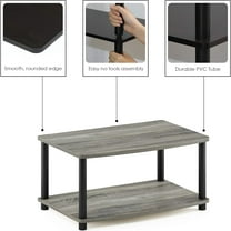 Turn-N-Tube No Tools 2-Tier Elevated TV Stand, French Oak Grey/Black