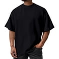 thumbnail image 2 of Mens Fashion Short Sleeve Tshirts Workout Oversize Pullover Solid Color Casual Tees Black M, 2 of 5