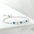 thumbnail image 4 of Gem Stone King 925 Silver and 10K Yellow Gold Persian Blue Moissanite and White Created Sapphire Tennis Bracelet for Women | 1.52 Cttw | Round 5MM and 1.3MM | Fully Adjustable up to 9 inches, 4 of 5