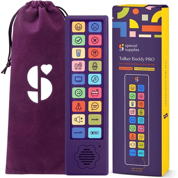Special Supplies AAC Device for Kids and Adults – 12 Talking Buttons for Speech Therapy – Talker Buddy for Non Verbal Communication Tool with Storage Bag