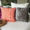 thumbnail image 4 of Pillow Case Zip, Grey Silver Pillow Case, Mirror Decorative Pillow Cover, Pillow Cover 14x14 inch (35x35 cm), Square Velvet Pillowcase, Polka Dot Contemporary Pillow - Mirror Shimmer, 4 of 10