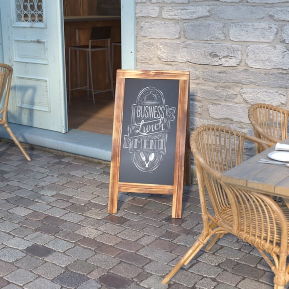 Emma Oliver Rustic Brown 40"x20" Vintage A-Frame Double-Sided Folding Chalkboard with Magnetic Surface for Weddings, Parties, Showers and More