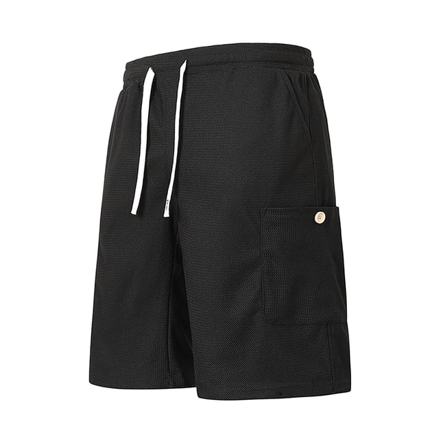 Jalioing Workout Shorts for Men Solid Color Breathable Athletic Sport Shorts Drawstring Waist Loose Shorts
