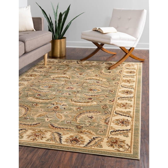 Rugs.com Aditi Collection Rug – 10' 6 x 16' 5 Green Low Rug Perfect For Living Rooms, Large Dining Rooms, Open Floorplans