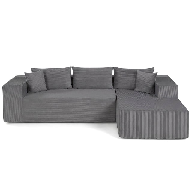 Costway 110.5" Modular Sectional Sofa with Deep Seats & Comfy Backrests, Comfy Armrests Gray