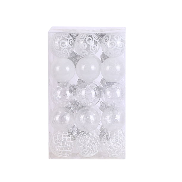 Yuarrent 30 unids/set bolas de Navidad ingredientes seguros textura de alta gama adornos reutilizables para árbol de Navidad Kits de decoración para fiestas Blanco