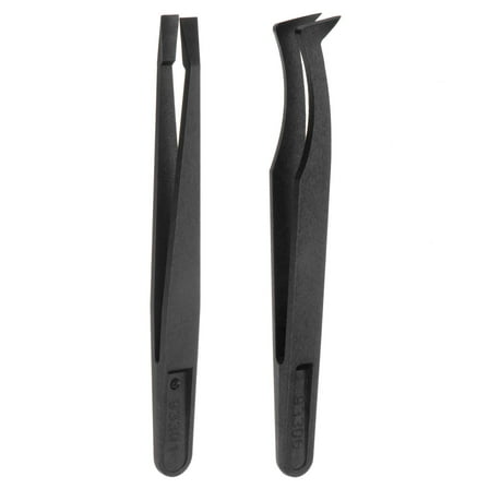 Uxcell 93301/93306 Precision Plastic Tweezers Kit 120mm Anti-static Flat Curved Head Craft Tweezers Set