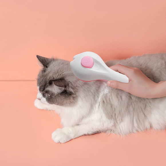 Pet Grooming Comb Stainless Steel Needle Portable Self-Cleaning Cat Dog Hair Removal Brush Pink Free Size Pink
