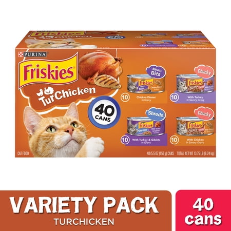 (40 Pack) Friskies Gravy Wet Cat Food Variety Pack, TurChicken Extra Gravy Chunky