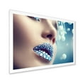 thumbnail image 2 of Designart 'Close-Up Of Gems On Female Lips' Modern Framed Art Print, 2 of 4