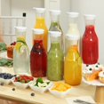 thumbnail image 4 of Reusable Acrylic Transparent Bottle Water Jug Ice Cold Lemonade Juice Jug Milk Bottles with Lid for Bar Home Use Vintage Dairy Bottles[600ml], 4 of 10