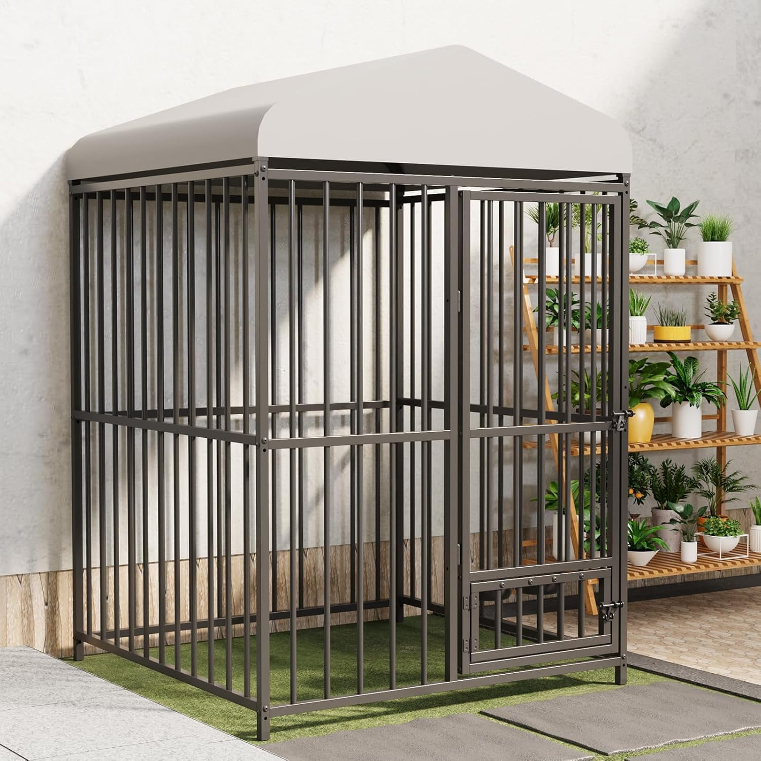 Luku 4x4x6FT Outdoor Dog Kennel with Lock & Waterproof Roof