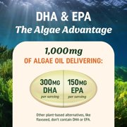 MAV Nutrition Vegan Omega-3 Algae Oil Softgels with DHA & EPA for Heart Health,120 Count